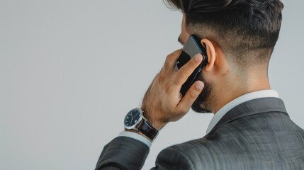 Man In Business Attire Talking On Mobile Phone