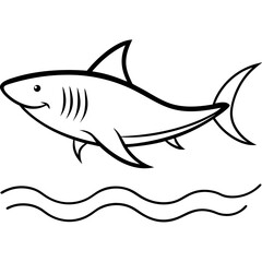 Shark fish line art vector.