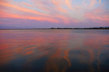 Pastel colored twilight at Palo Alto Baylands, Santa Clara County, California.