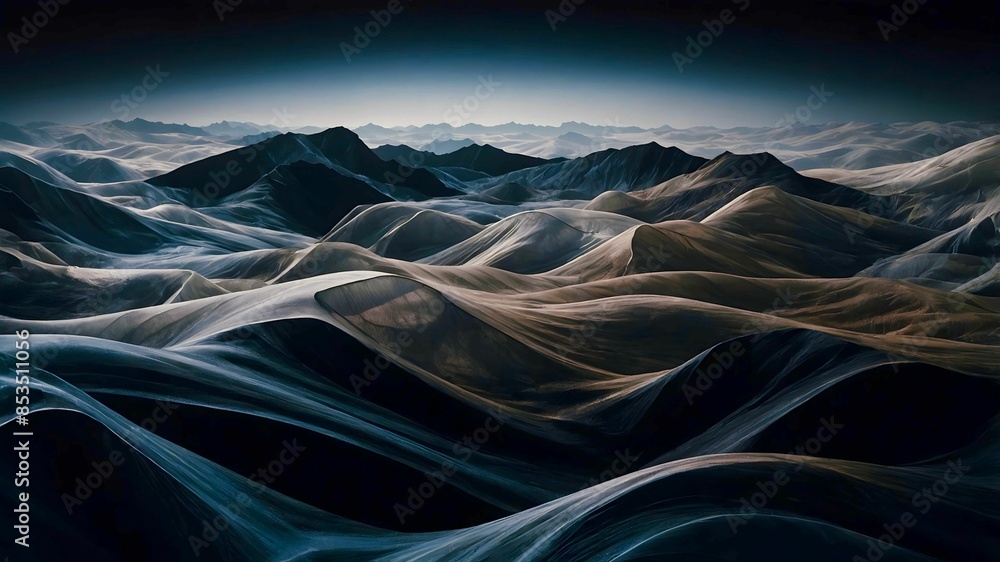 Wall mural ai illustration of an abstract representation of flowing waves with dark background