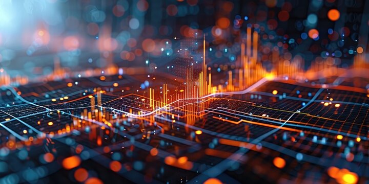 An intricate scatter chart highlighting a significant positive correlation between rising stock prices and increasing trade volumes, reflecting market interest. Generative AI.