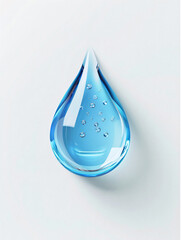 Blue water drop with air bubbles for nature, water, and design