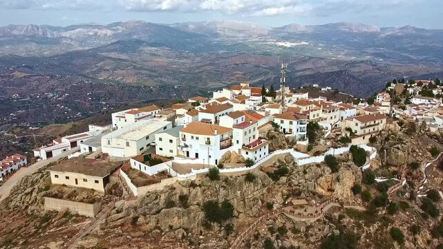 Comares, small picturesque hillside village, Espana, Europe, aerial