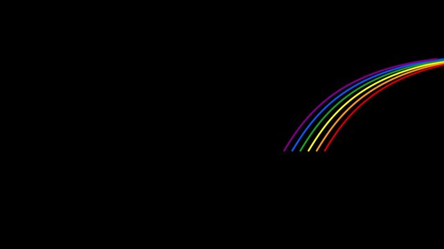 Fun pride rainbow lines beaming on black background