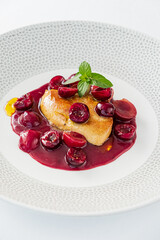 duck with cherry sauce and mint