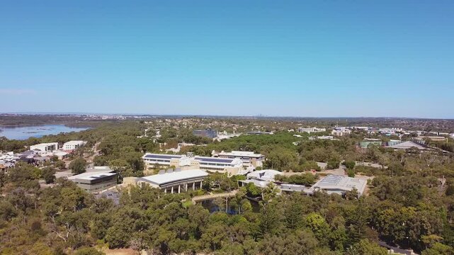 Wide aerial orbit looking toward Central Park Lake and Joondalup Lake