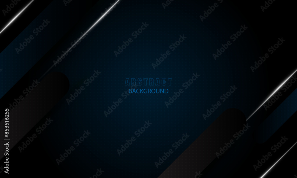 Poster pitch black and light blue abstract minimal geometric background. dynamic shapes composition, vector