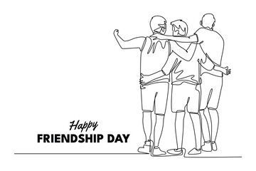 Obraz premium Happy international friendship day Concept. Single line draw design vector graphic illustration.