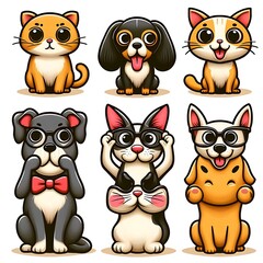 Fototapeta premium A group of cartoon animals eyecatching optimized unique vector Illustrative.