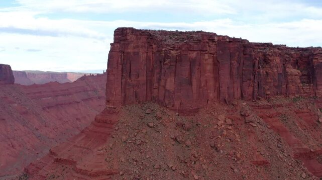 Parrot Mesa Rock Formation in the Utah Desert near Moab, Aerial orbiting shot
