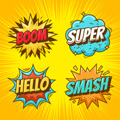 Colorful comic speech bubbles, Speech Bubble, Pop Art, Retro speech