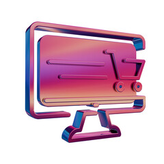 3D Neon Retro Icon - Symbol Online Shopping