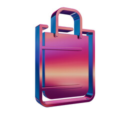 3D Neon Retro Icon - Shopping Bag Symbol Online Shopping