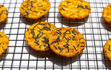 Japanese rice crackers with nori seaweed