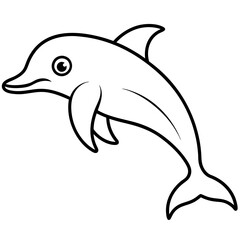 Dolphin fish Vector line art and silhouette illustration