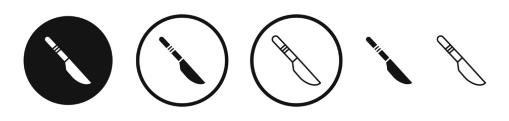 Scalpel path flat liner icon set.