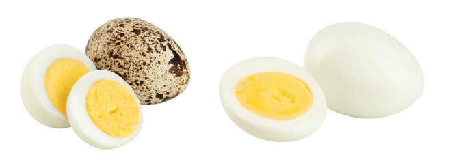 boiled quail egg isolated on white background with full depth of field