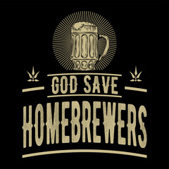 Unique, Vintage, Elegance, Distressed Brewery Label Typography T-shirt Design Vector Illustration