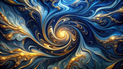 A swirling marble pattern in shades of blue and gold