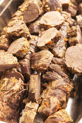 Close up shot of succulent slow-cooked beef