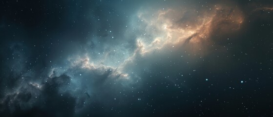 Fototapeta premium Beautiful cosmic nebula with stars, clouds of gas and dust in deep space, showcasing the wonders of the universe and astronomical beauty.