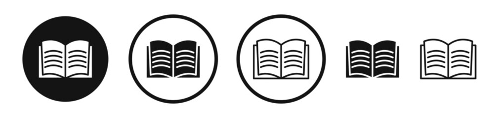 Open Book flat liner icon set.
