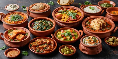 A Feast of Indian Cuisine in Clay Pots