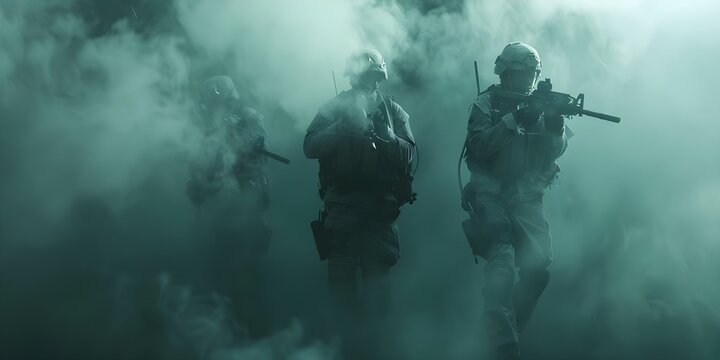 Special forces soldiers in misty setting with a techinspired vibe wallpaper. Concept Special Forces, Soldiers, Misty Setting, Tech-Inspired Vibe, Wallpaper