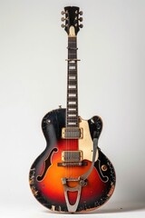 Obraz premium Retro electric guitar on white background