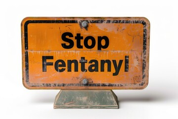 Stop sign with the phrase Stop Fentanyl against a white background