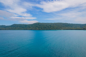 Aerial view amazing of Gulf Thai Sea, Beautiful ocean in the morning summer season in Thailand.