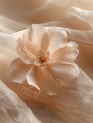 Obraz premium Elegant Fabric Flower on Soft Beige Fabric 