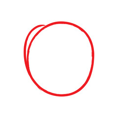 Red circle, pen draw. Highlight hand drawing different circles isolated on background. Handwritten red circle. For marking text, numbers, marker pen, pencil, logo and text check, vector illustration