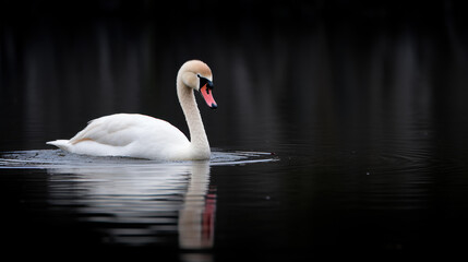 Obraz premium Elegant swan design on a dramatic dark backdrop, perfect for a modern and refined aesthetic.