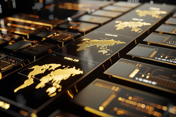 A digital dashboard showing real-time gold reserve levels worldwide. Digital Dashboard
