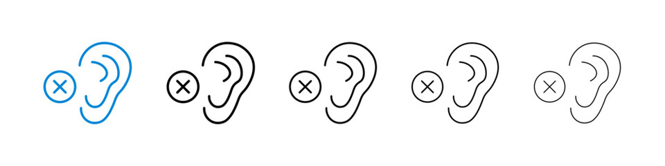 Ear deaf black and white vector icon