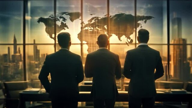 A group of businesspeople in a contemporary office building with a business network concept. People and resources. assemblage of businesspeople Approach to management