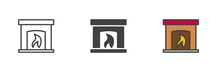Fireplace different style icon set