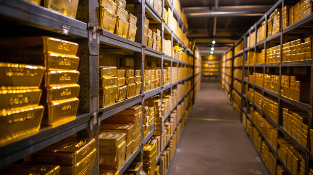 A secure gold storage facility in an international bank. Secure Gold