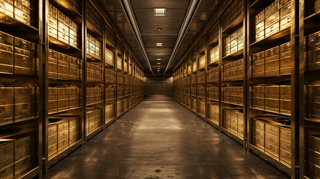 A secure gold storage facility in an international bank. Secure Gold