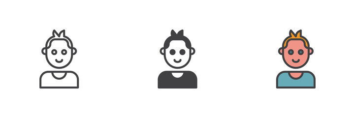 A boy different style icon set