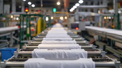Manufacturing Process of T-Shirts with Printing Machine in Factory