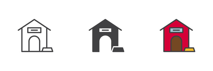 Dog house different style icon set