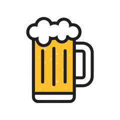 Beer glass cup icon fresh black menu design.