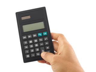 thumb finger press calculator button to calculating isolated on transparent