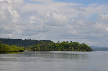 Landscape of the Paraguaçu River in the region between the municipalities of Maragogipe and...