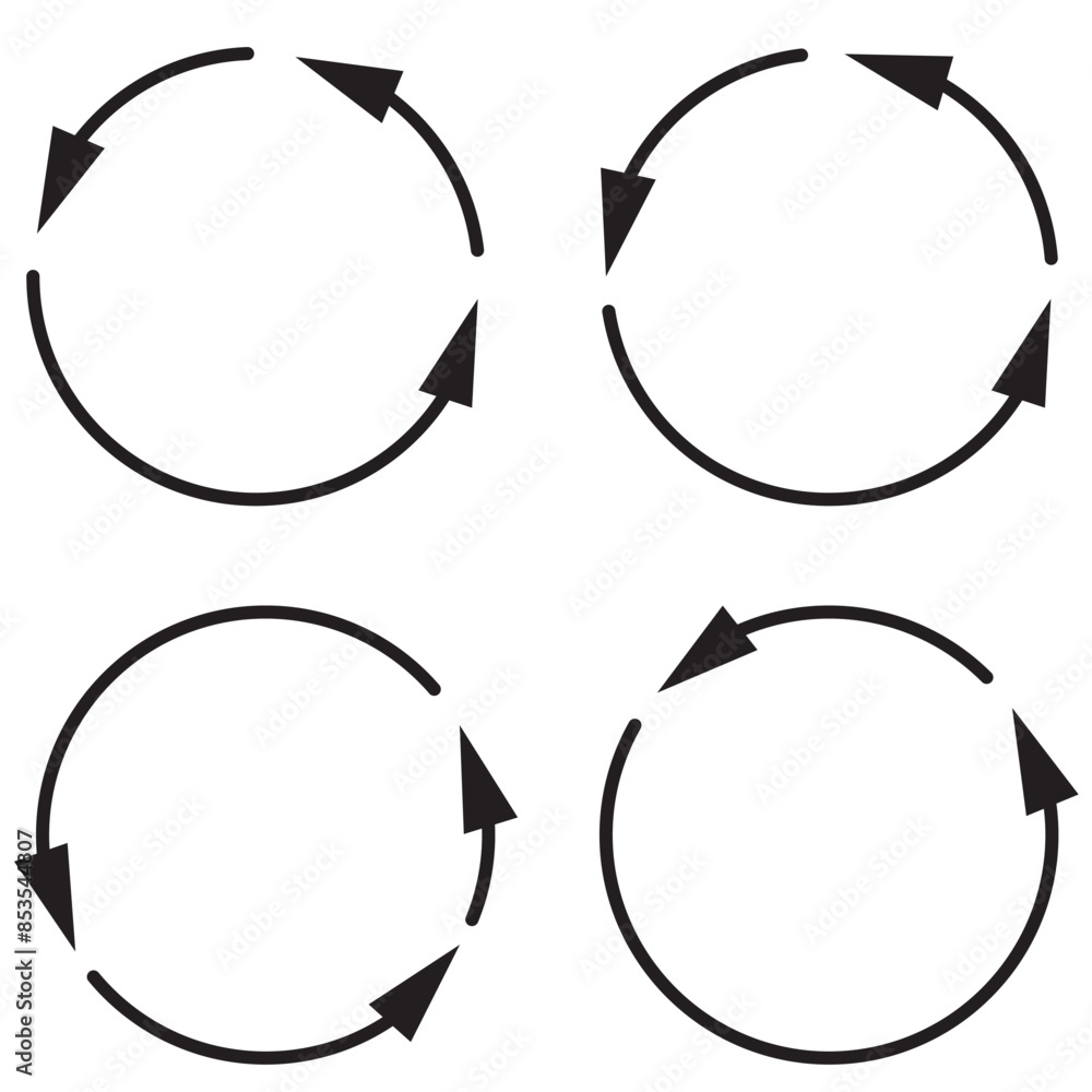 Poster vector group of circular arrows. round repeat icons. redo and reload symbol. stock image.