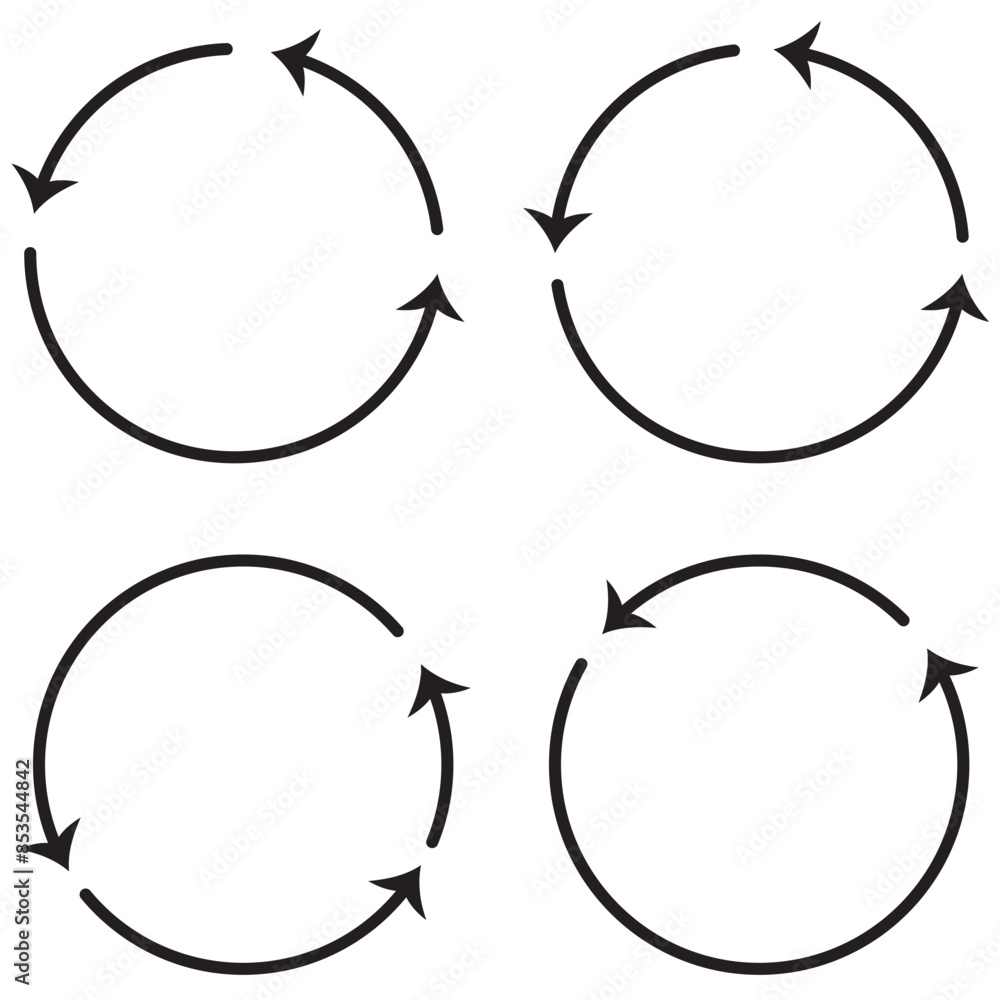 Poster vector group of circular arrows. round repeat icons. redo and reload symbol. stock image.