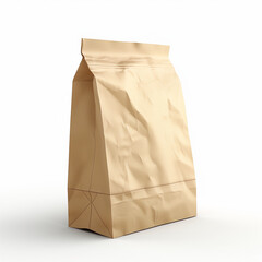 paper bag, beige color, white background 