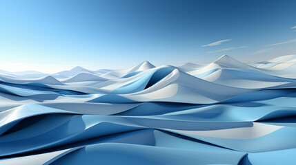 Abstract wavy concept background. 3d blue hills wallpaper. like deserts, ocean, mountain.